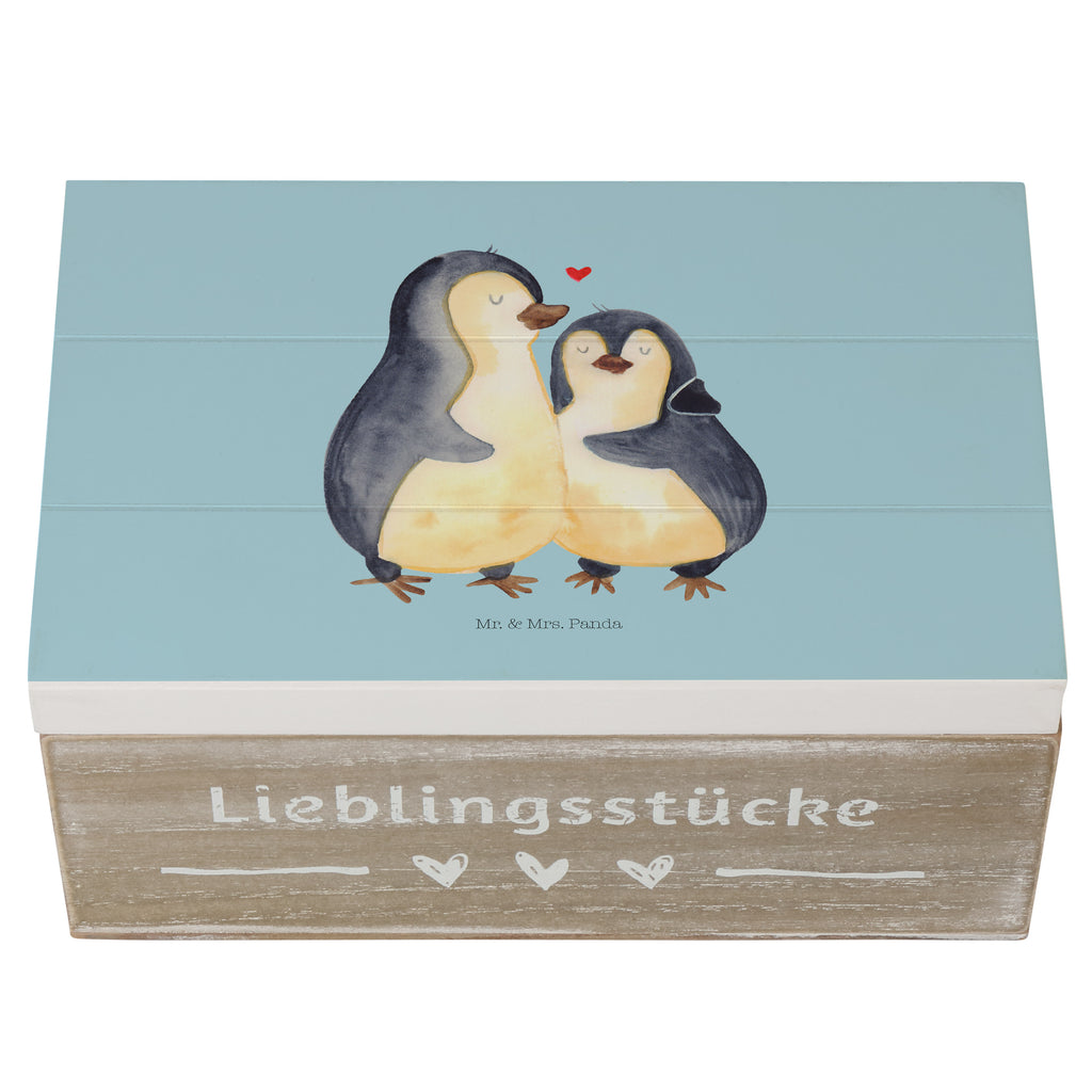 Holzkiste Pinguin umarmend Holzkiste, Kiste, Schatzkiste, Truhe, Schatulle, XXL, Erinnerungsbox, Erinnerungskiste, Dekokiste, Aufbewahrungsbox, Pinguin, Liebe, Liebespaar, Liebesbeweis, Liebesgeschenk, Verlobung, Jahrestag, Hochzeitstag, Hochzeit, Hochzeitsgeschenk