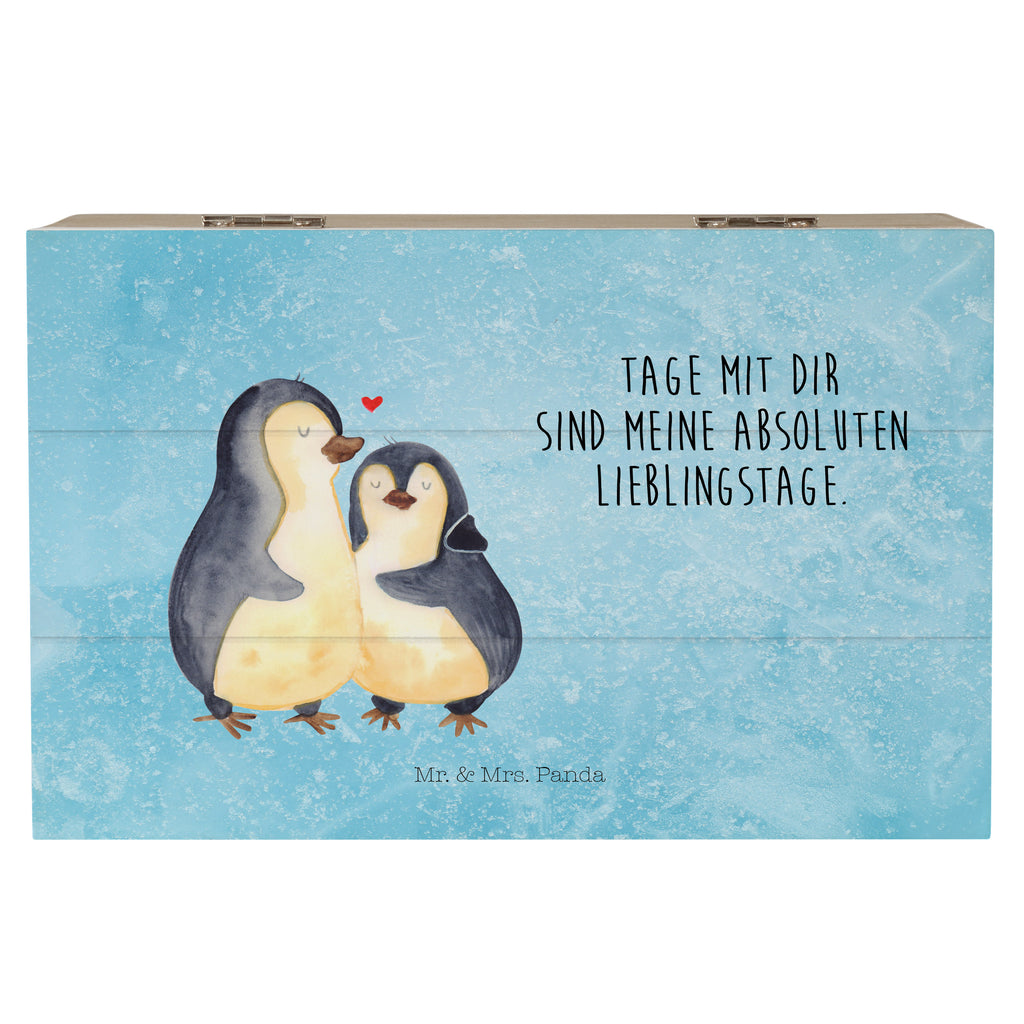 Holzkiste Pinguin umarmend Holzkiste, Kiste, Schatzkiste, Truhe, Schatulle, XXL, Erinnerungsbox, Erinnerungskiste, Dekokiste, Aufbewahrungsbox, Pinguin, Liebe, Liebespaar, Liebesbeweis, Liebesgeschenk, Verlobung, Jahrestag, Hochzeitstag, Hochzeit, Hochzeitsgeschenk