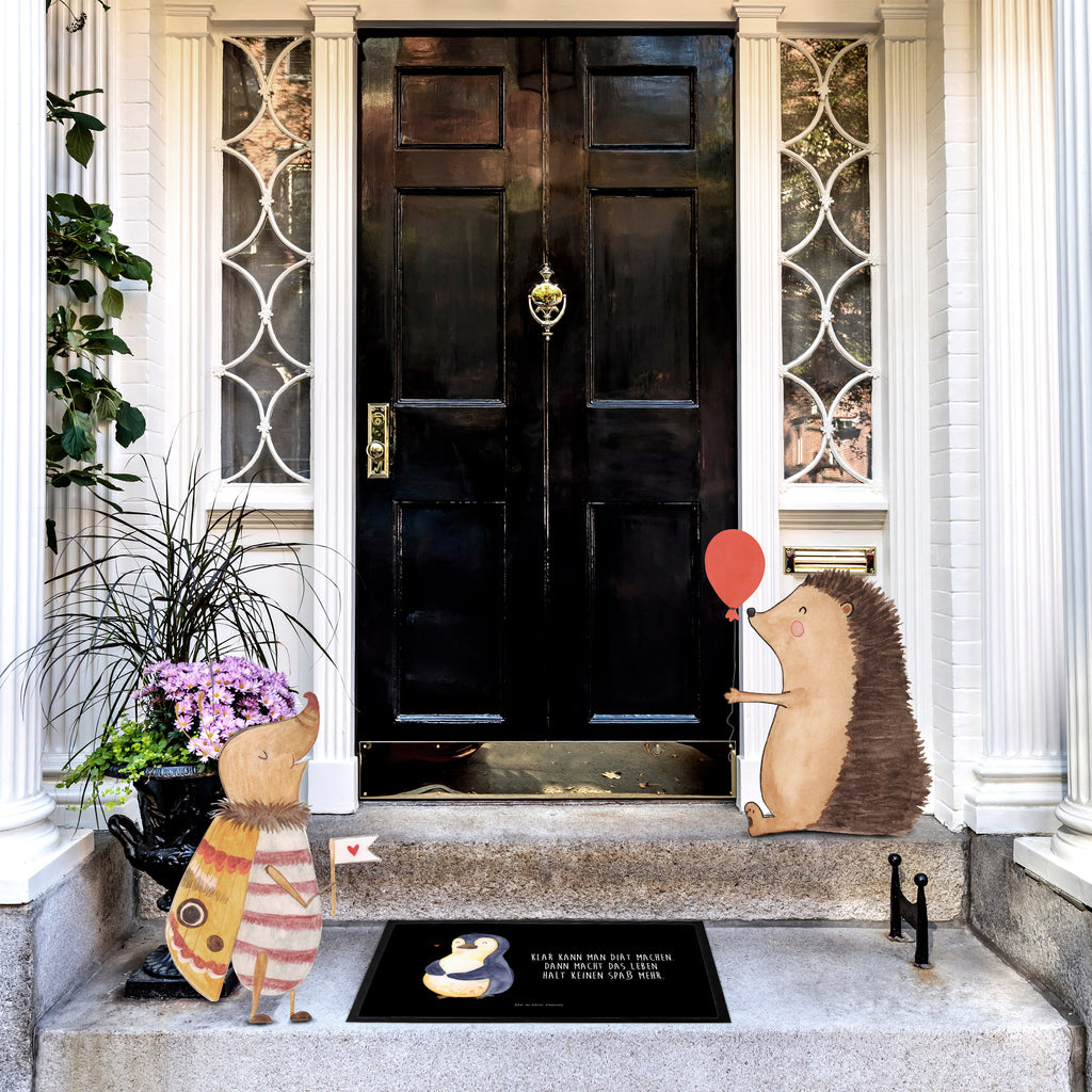 Fußmatte Pinguin Diät Türvorleger, Schmutzmatte, Fußabtreter, Matte, Schmutzfänger, Fußabstreifer, Schmutzfangmatte, Türmatte, Motivfußmatte, Haustürmatte, Vorleger, Pinguin, Pinguine, Diät, Abnehmen, Abspecken, Gewicht, Motivation, Selbstliebe, Körperliebe, Selbstrespekt