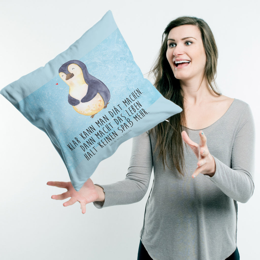 40x40 Kissen Pinguin Diät Kissenhülle, Kopfkissen, Sofakissen, Dekokissen, Motivkissen, Pinguin, Pinguine, Diät, Abnehmen, Abspecken, Gewicht, Motivation, Selbstliebe, Körperliebe, Selbstrespekt