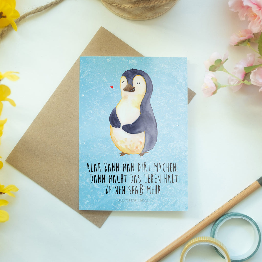 Grußkarte Pinguin Diät Klappkarte, Einladungskarte, Glückwunschkarte, Hochzeitskarte, Geburtstagskarte, Karte, Pinguin, Pinguine, Diät, Abnehmen, Abspecken, Gewicht, Motivation, Selbstliebe, Körperliebe, Selbstrespekt