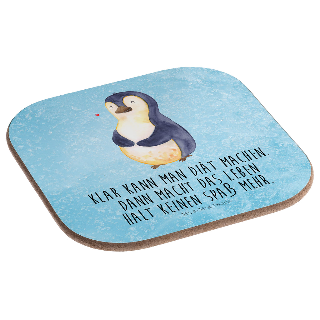 Quadratische Untersetzer Pinguin Diät Bierdeckel, Glasuntersetzer, Untersetzer Gläser, Getränkeuntersetzer, Pinguin, Pinguine, Diät, Abnehmen, Abspecken, Gewicht, Motivation, Selbstliebe, Körperliebe, Selbstrespekt