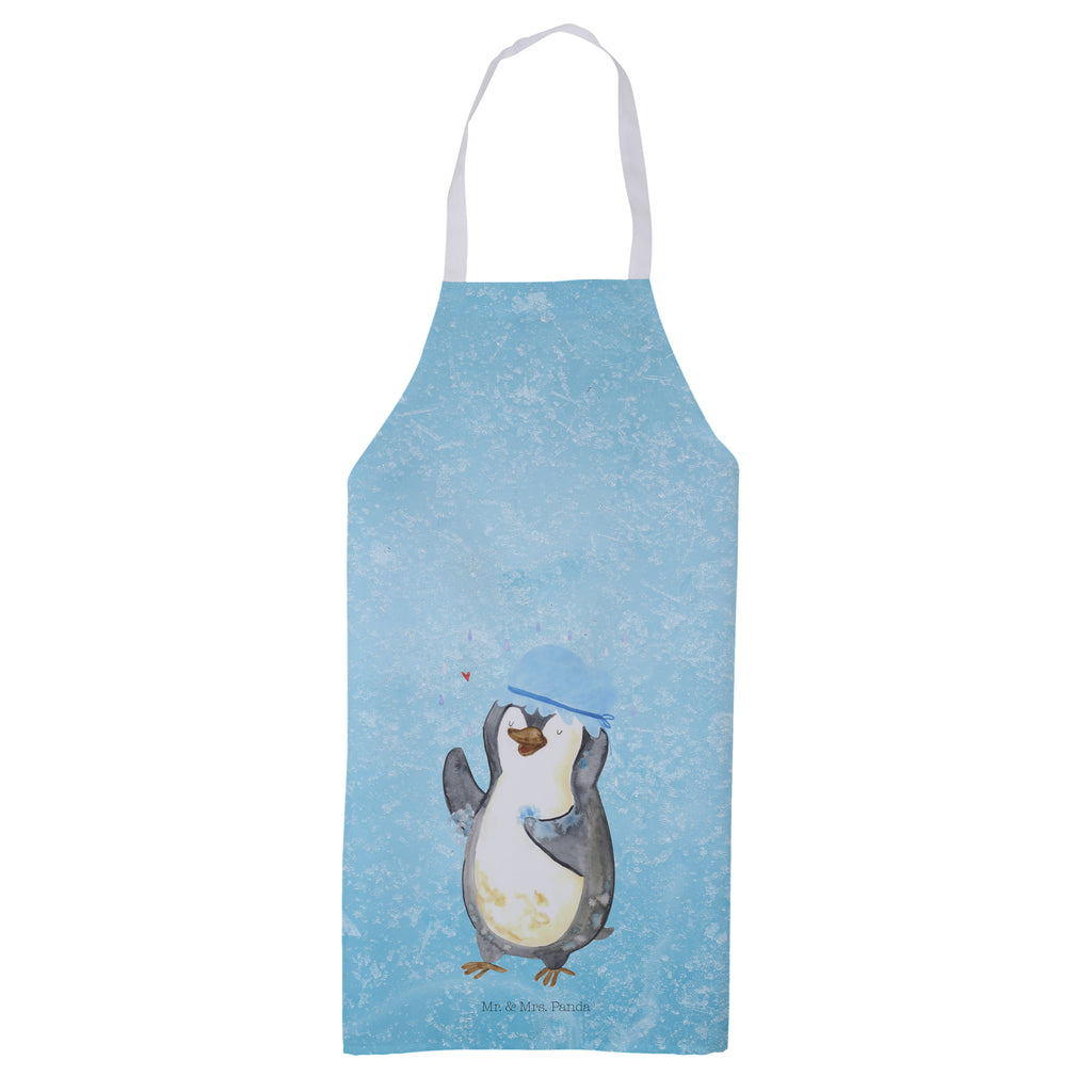 Kochschürze Pinguin duscht Schürze, Backschürze, Küchenschürze, Grillschürze, Latzschürze, Pinguin, Pinguine, Dusche, duschen, Lebensmotto, Motivation, Neustart, Neuanfang, glücklich sein