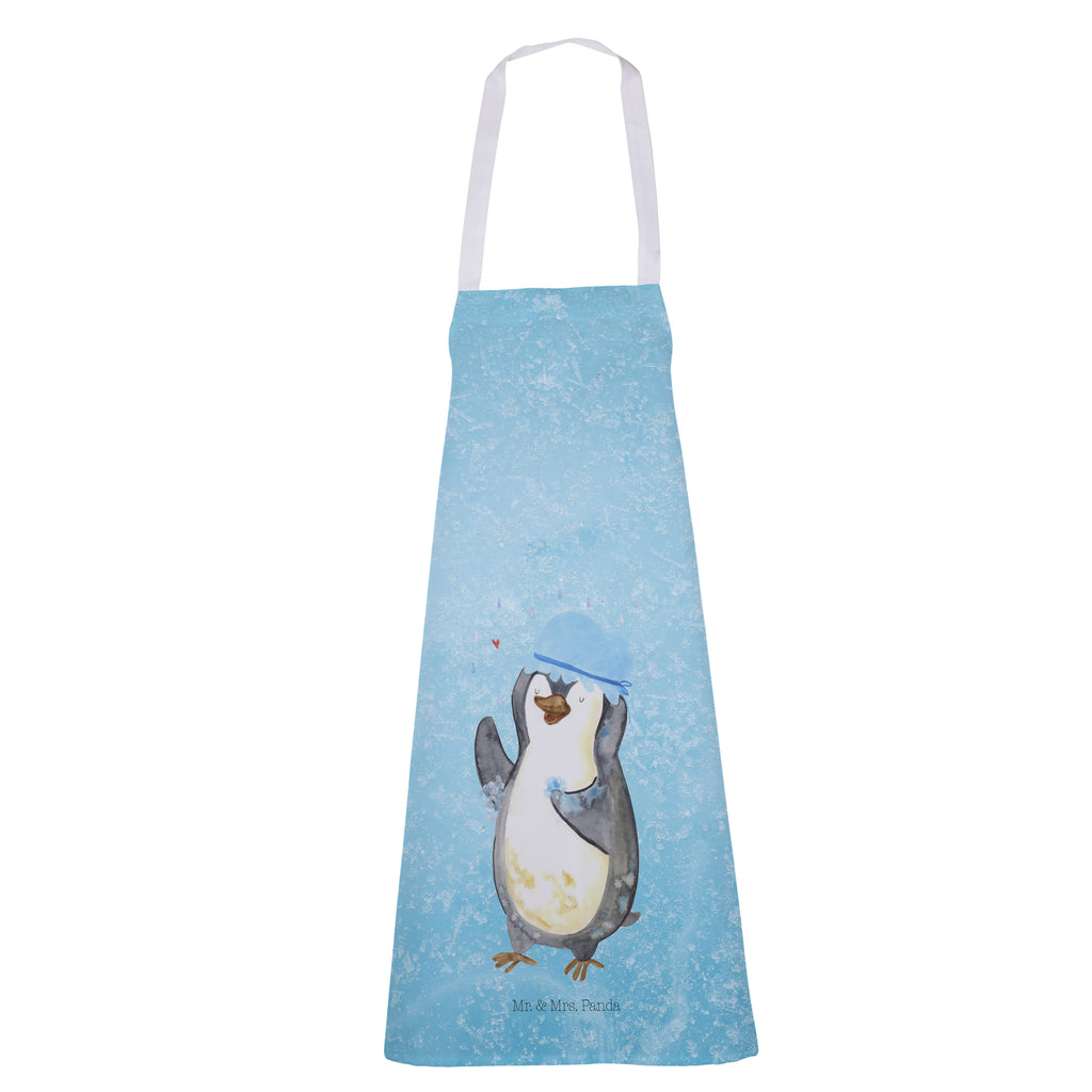 Kochschürze Pinguin duscht Schürze, Backschürze, Küchenschürze, Grillschürze, Latzschürze, Pinguin, Pinguine, Dusche, duschen, Lebensmotto, Motivation, Neustart, Neuanfang, glücklich sein