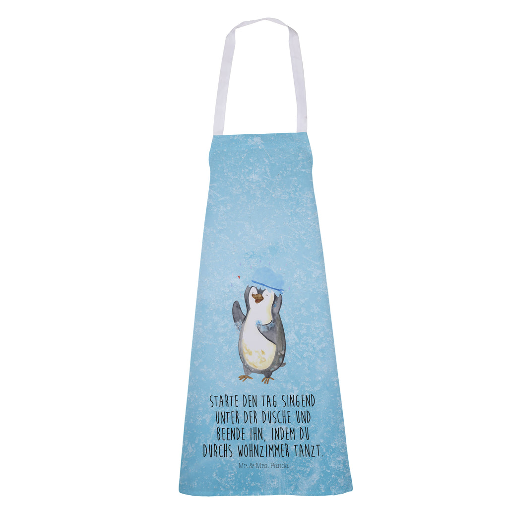 Kochschürze Pinguin duscht Schürze, Backschürze, Küchenschürze, Grillschürze, Latzschürze, Pinguin, Pinguine, Dusche, duschen, Lebensmotto, Motivation, Neustart, Neuanfang, glücklich sein