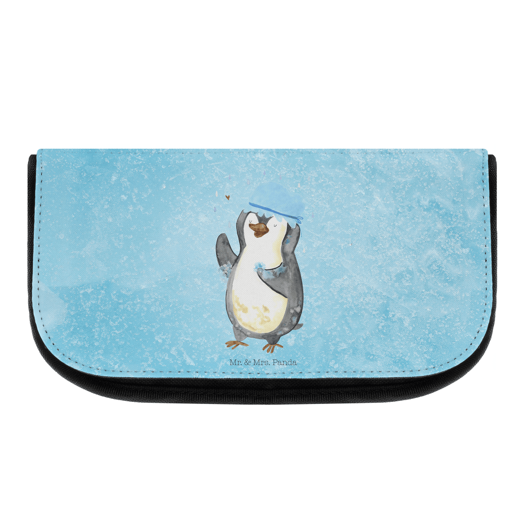Kosmetiktasche Pinguin duscht Kosmetikbeutel, Kulturtasche, Kulturbeutel, Schminktasche, Make-Up Tasche, Pinguin, Pinguine, Dusche, duschen, Lebensmotto, Motivation, Neustart, Neuanfang, glücklich sein