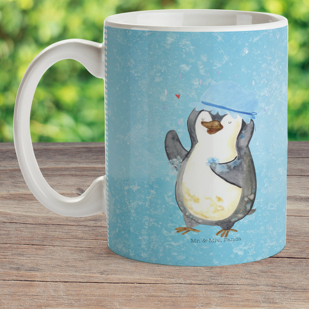 Kindertasse Pinguin duscht Kunststoff Tasse, Kindergarten, Tasse, Trinkbecher, Camping Becher, Kaffeetasse, Kunststoffbecher, Kindergartenbecher, Outdoorgeschirr, Kunststoffgeschirr, Reisebecher, Reisetasse, Kinderbecher, Pinguin, Pinguine, Dusche, duschen, Lebensmotto, Motivation, Neustart, Neuanfang, glücklich sein