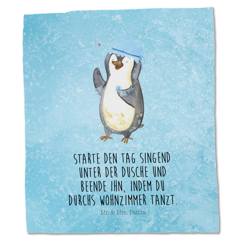 Tragetasche Pinguin duscht Beuteltasche, Beutel, Einkaufstasche, Jutebeutel, Stoffbeutel, Pinguin, Pinguine, Dusche, duschen, Lebensmotto, Motivation, Neustart, Neuanfang, glücklich sein