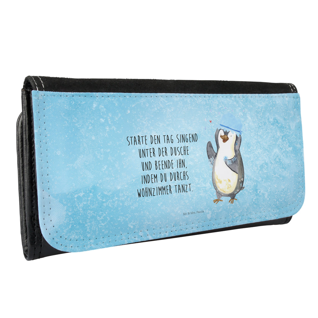 Damen Portemonnaie Pinguin duscht Portemonnaie, Portemonee, Geldbörse, Damen, Groß, XXL, Geldbeutel, Portemonnaies, Pinguin, Pinguine, Dusche, duschen, Lebensmotto, Motivation, Neustart, Neuanfang, glücklich sein