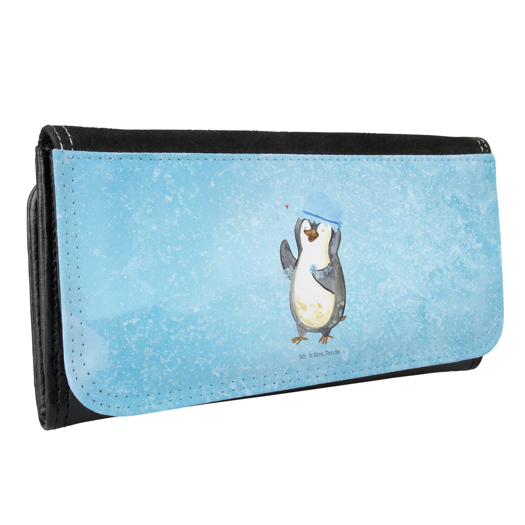 Damen Portemonnaie Pinguin duscht Portemonnaie, Portemonee, Geldbörse, Damen, Groß, XXL, Geldbeutel, Portemonnaies, Pinguin, Pinguine, Dusche, duschen, Lebensmotto, Motivation, Neustart, Neuanfang, glücklich sein