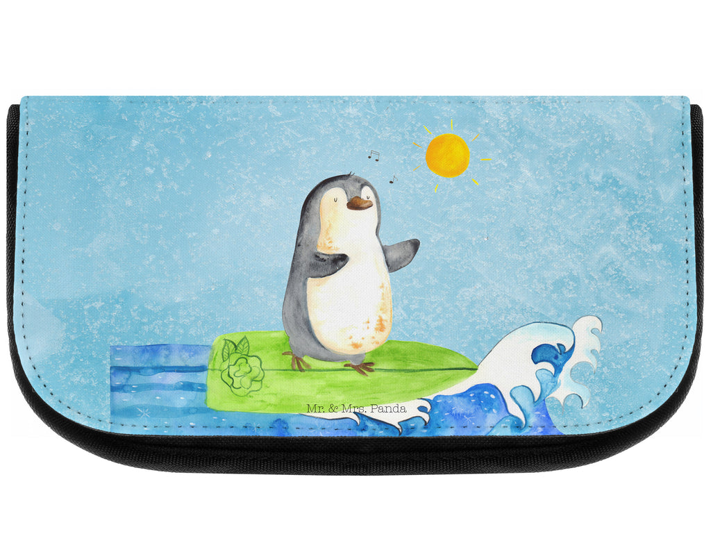 Kosmetiktasche Pinguin Surfer Kosmetikbeutel, Kulturtasche, Kulturbeutel, Schminktasche, Make-Up Tasche, Pinguin, Pinguine, surfen, Surfer, Hawaii, Urlaub, Wellen, Wellen reiten, Portugal