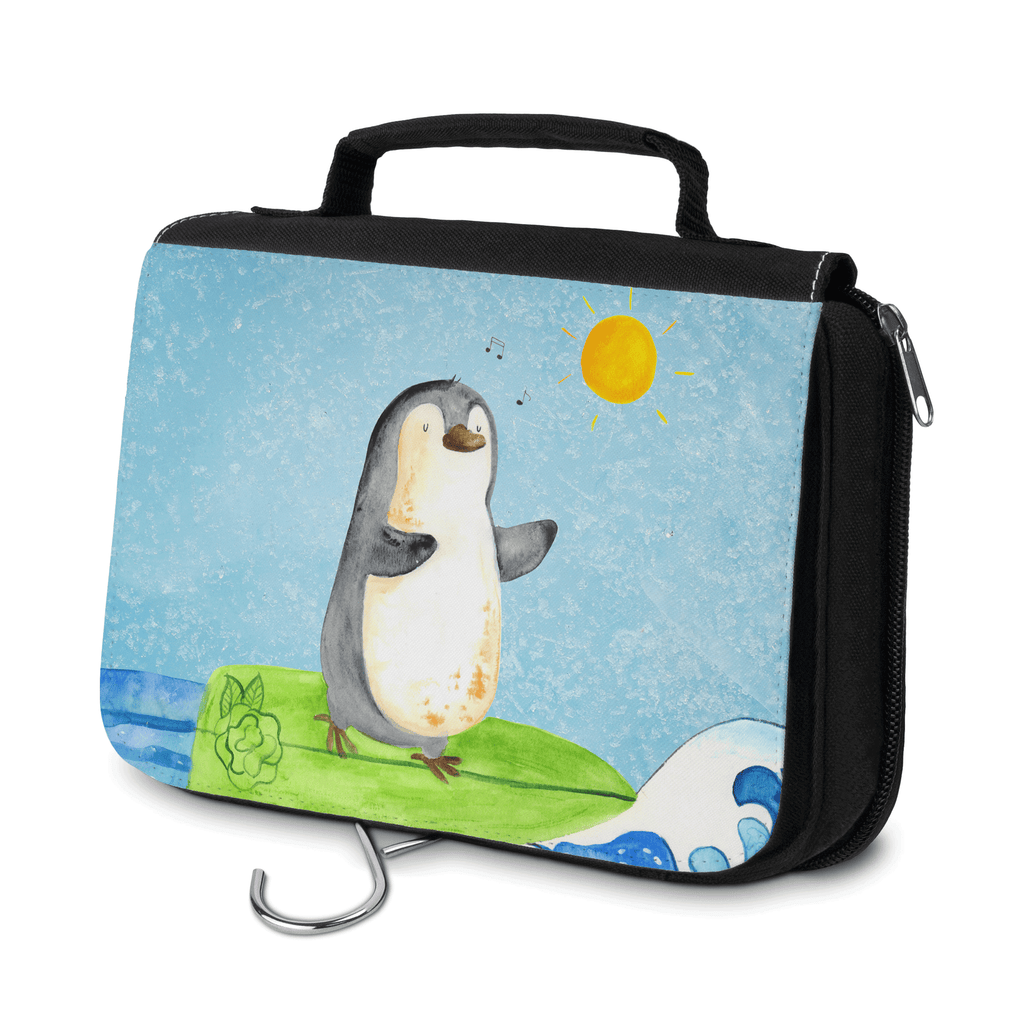 Kulturbeutel Pinguin Surfer Kulturbeutel, Zum Aufhängen, Waschtasche, Kosmetiktasche, Damen, Herren, Aufbewahrungstasche, Schminktasche, Kosmetikbeutel, Organizer, Kulturtasche, Schminkutensil, Pinguin, Pinguine, surfen, Surfer, Hawaii, Urlaub, Wellen, Wellen reiten, Portugal
