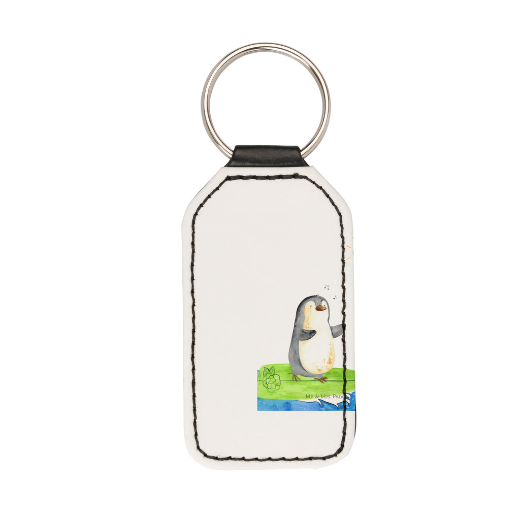 Rechteckig Schlüsselanhänger Pinguin Surfer Schlüsselanhänger, Anhänger, Taschenanhänger, Glücksbringer, Schutzengel, Pinguin, Pinguine, surfen, Surfer, Hawaii, Urlaub, Wellen, Wellen reiten, Portugal