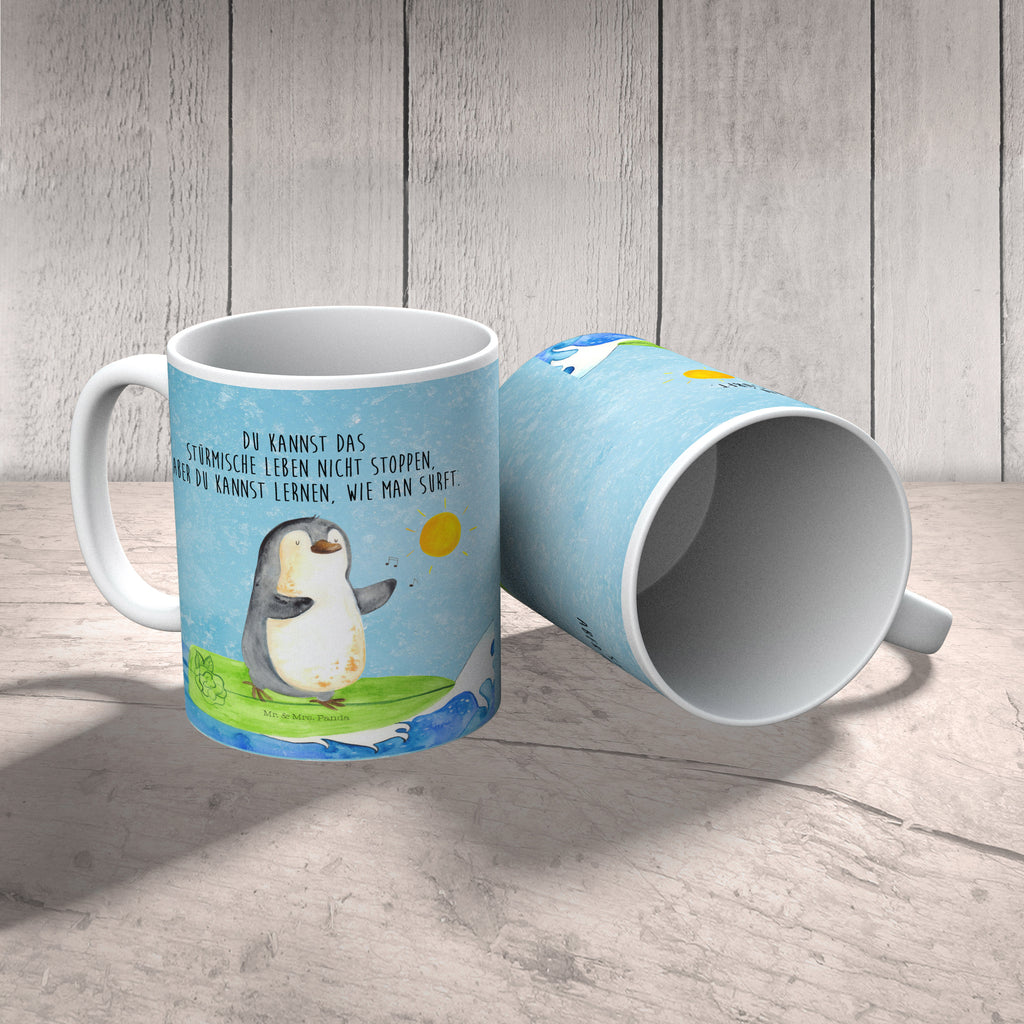 Kindertasse Pinguin Surfer Kunststoff Tasse, Kindergarten, Tasse, Trinkbecher, Camping Becher, Kaffeetasse, Kunststoffbecher, Kindergartenbecher, Outdoorgeschirr, Kunststoffgeschirr, Reisebecher, Reisetasse, Kinderbecher, Pinguin, Pinguine, surfen, Surfer, Hawaii, Urlaub, Wellen, Wellen reiten, Portugal