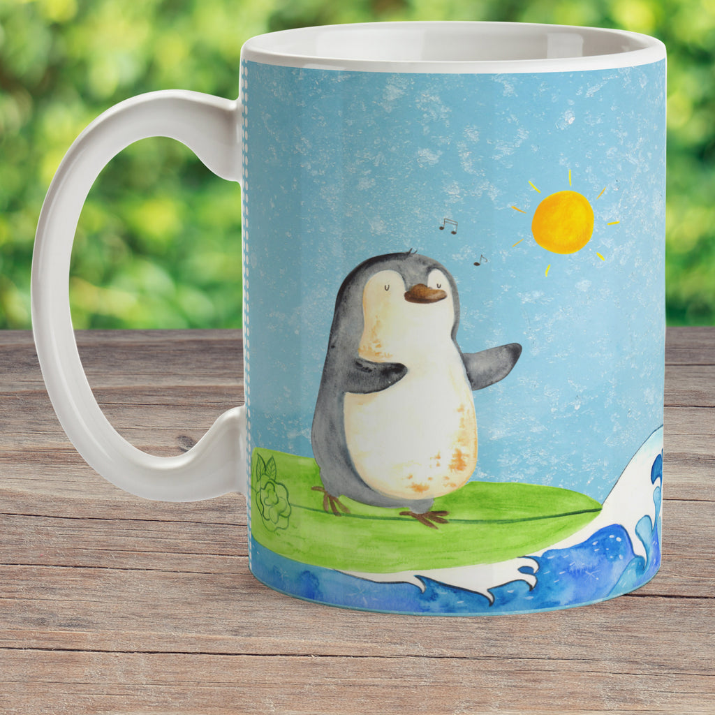 Kindertasse Pinguin Surfer Kunststoff Tasse, Kindergarten, Tasse, Trinkbecher, Camping Becher, Kaffeetasse, Kunststoffbecher, Kindergartenbecher, Outdoorgeschirr, Kunststoffgeschirr, Reisebecher, Reisetasse, Kinderbecher, Pinguin, Pinguine, surfen, Surfer, Hawaii, Urlaub, Wellen, Wellen reiten, Portugal