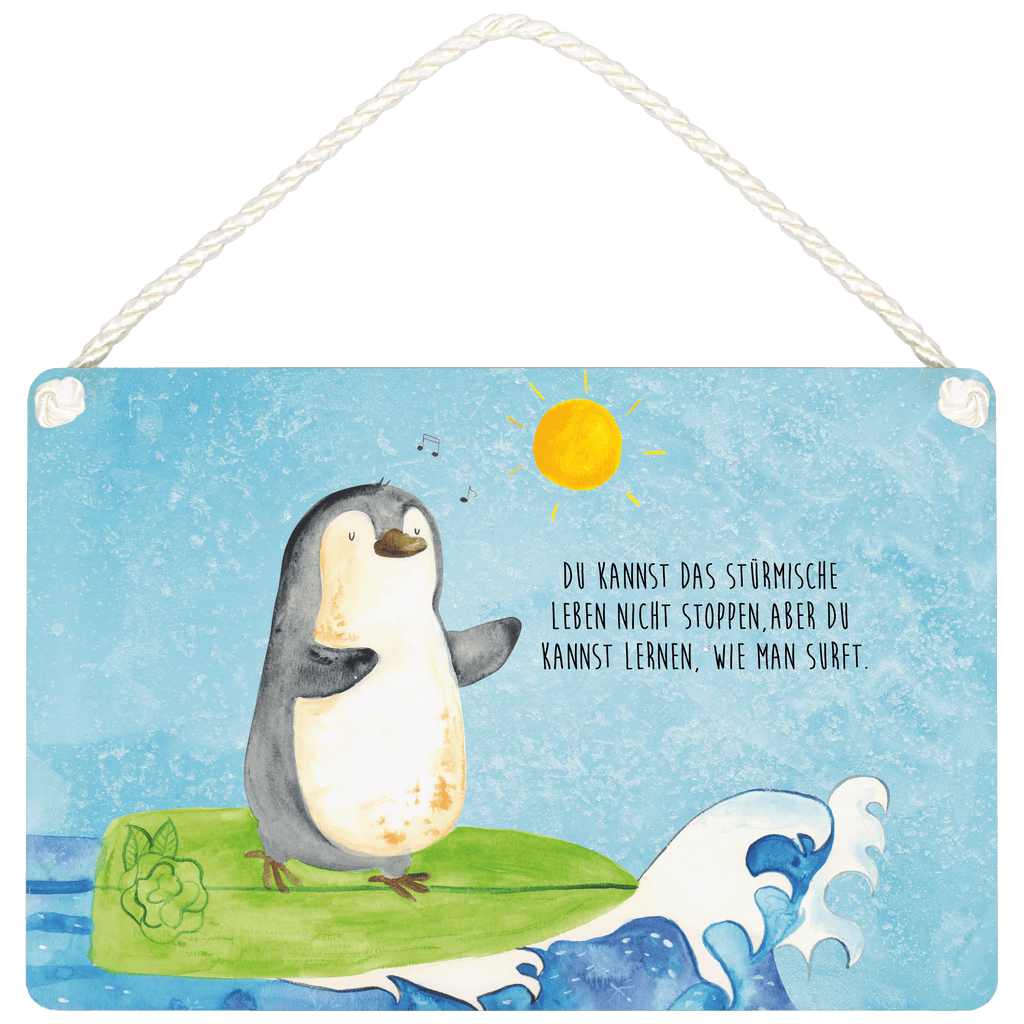 Deko Schild Pinguin Surfer Dekoschild, Deko Schild, Schild, Tür Schild, Türschild, Holzschild, Wandschild, Wanddeko, Pinguin, Pinguine, surfen, Surfer, Hawaii, Urlaub, Wellen, Wellen reiten, Portugal
