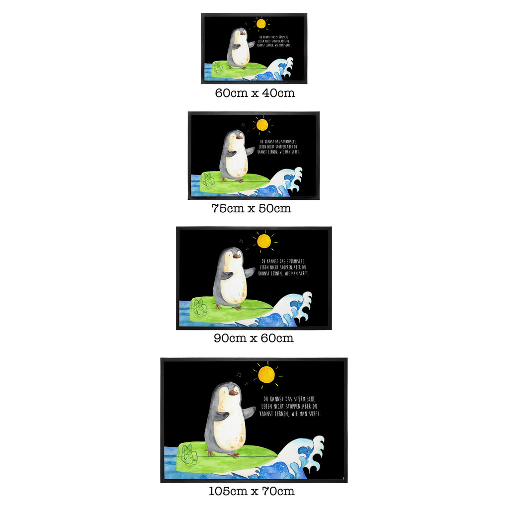 Fußmatte Pinguin Surfer Türvorleger, Schmutzmatte, Fußabtreter, Matte, Schmutzfänger, Fußabstreifer, Schmutzfangmatte, Türmatte, Motivfußmatte, Haustürmatte, Vorleger, Pinguin, Pinguine, surfen, Surfer, Hawaii, Urlaub, Wellen, Wellen reiten, Portugal