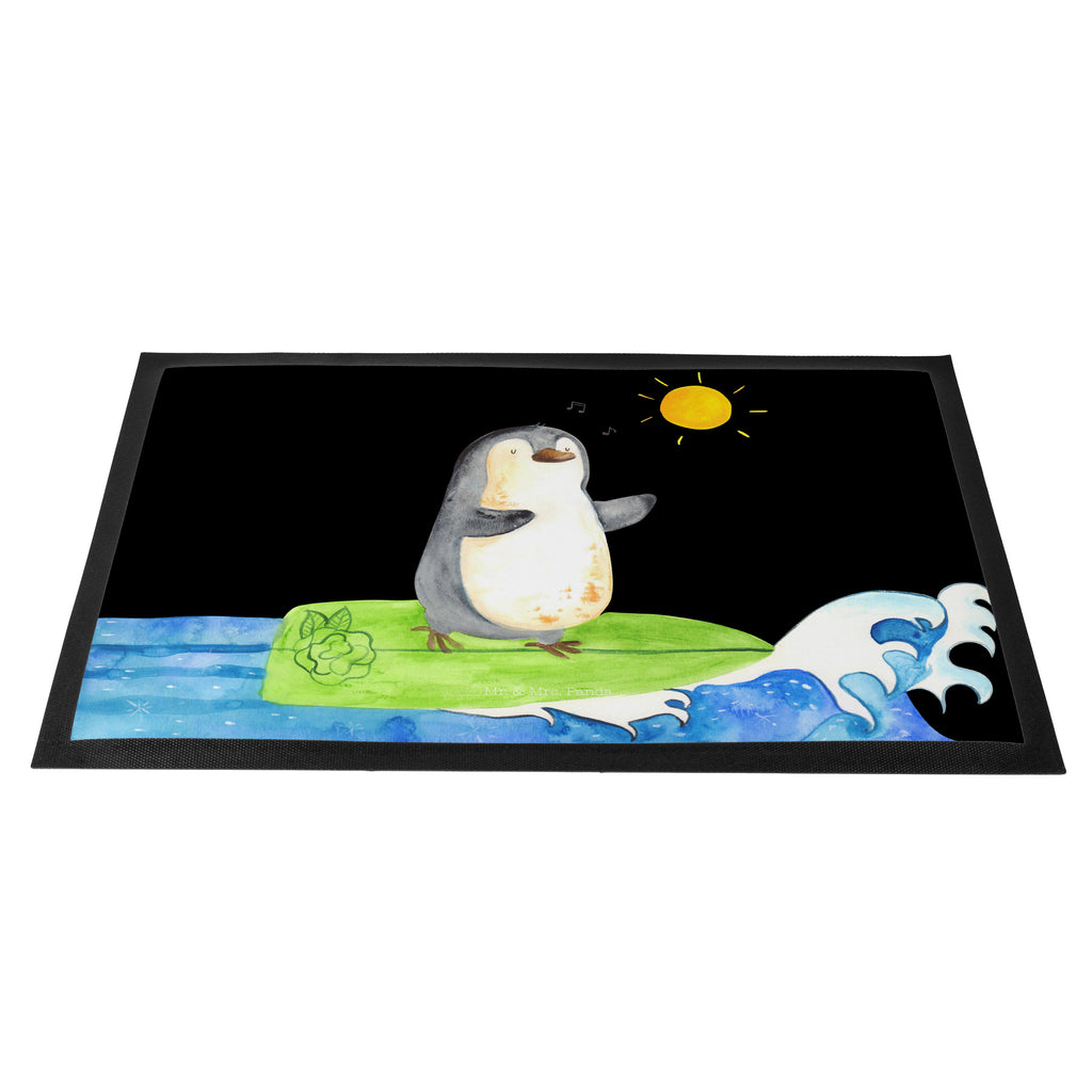 Fußmatte Pinguin Surfer Türvorleger, Schmutzmatte, Fußabtreter, Matte, Schmutzfänger, Fußabstreifer, Schmutzfangmatte, Türmatte, Motivfußmatte, Haustürmatte, Vorleger, Pinguin, Pinguine, surfen, Surfer, Hawaii, Urlaub, Wellen, Wellen reiten, Portugal