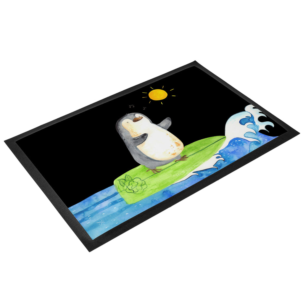 Fußmatte Pinguin Surfer Türvorleger, Schmutzmatte, Fußabtreter, Matte, Schmutzfänger, Fußabstreifer, Schmutzfangmatte, Türmatte, Motivfußmatte, Haustürmatte, Vorleger, Pinguin, Pinguine, surfen, Surfer, Hawaii, Urlaub, Wellen, Wellen reiten, Portugal
