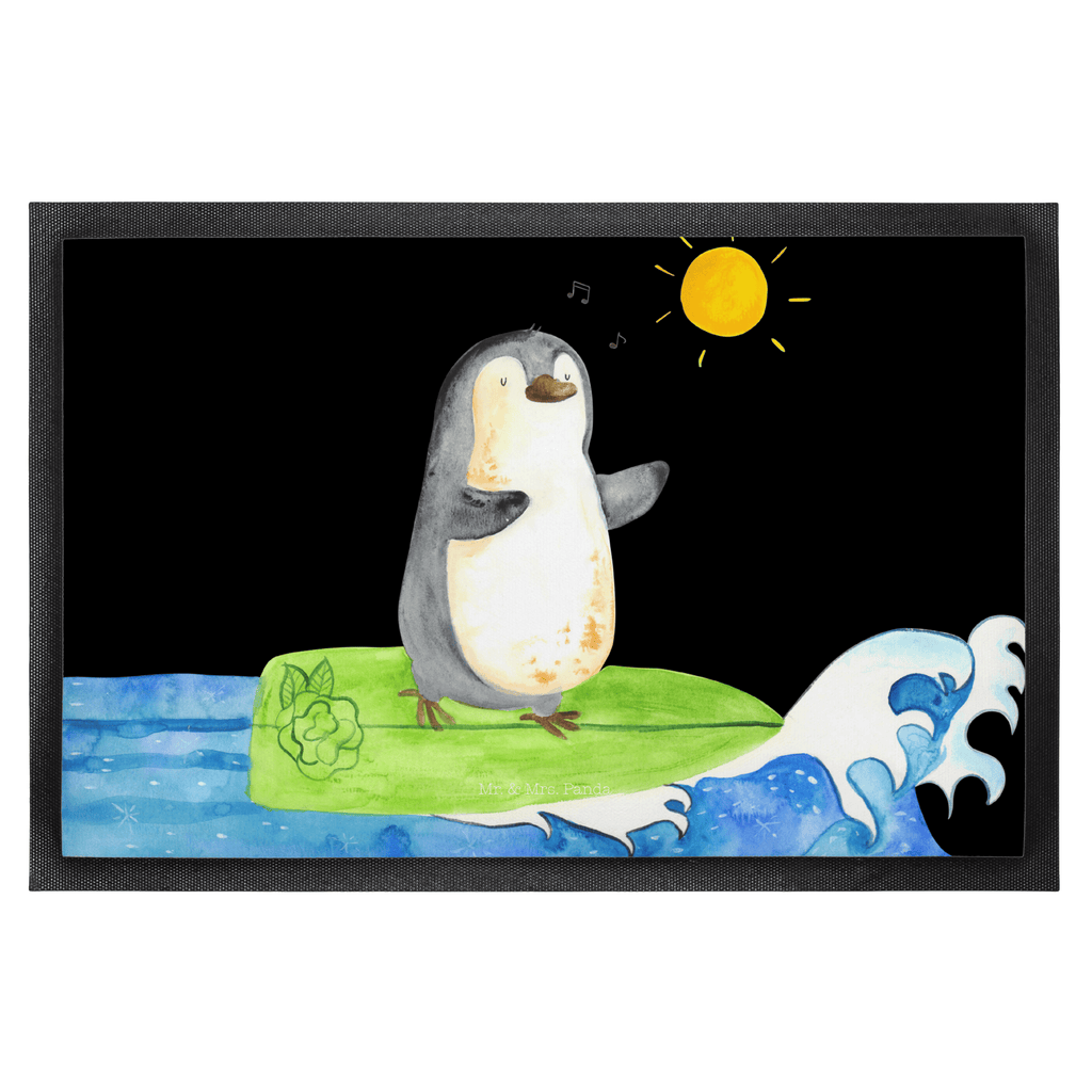 Fußmatte Pinguin Surfer Türvorleger, Schmutzmatte, Fußabtreter, Matte, Schmutzfänger, Fußabstreifer, Schmutzfangmatte, Türmatte, Motivfußmatte, Haustürmatte, Vorleger, Pinguin, Pinguine, surfen, Surfer, Hawaii, Urlaub, Wellen, Wellen reiten, Portugal
