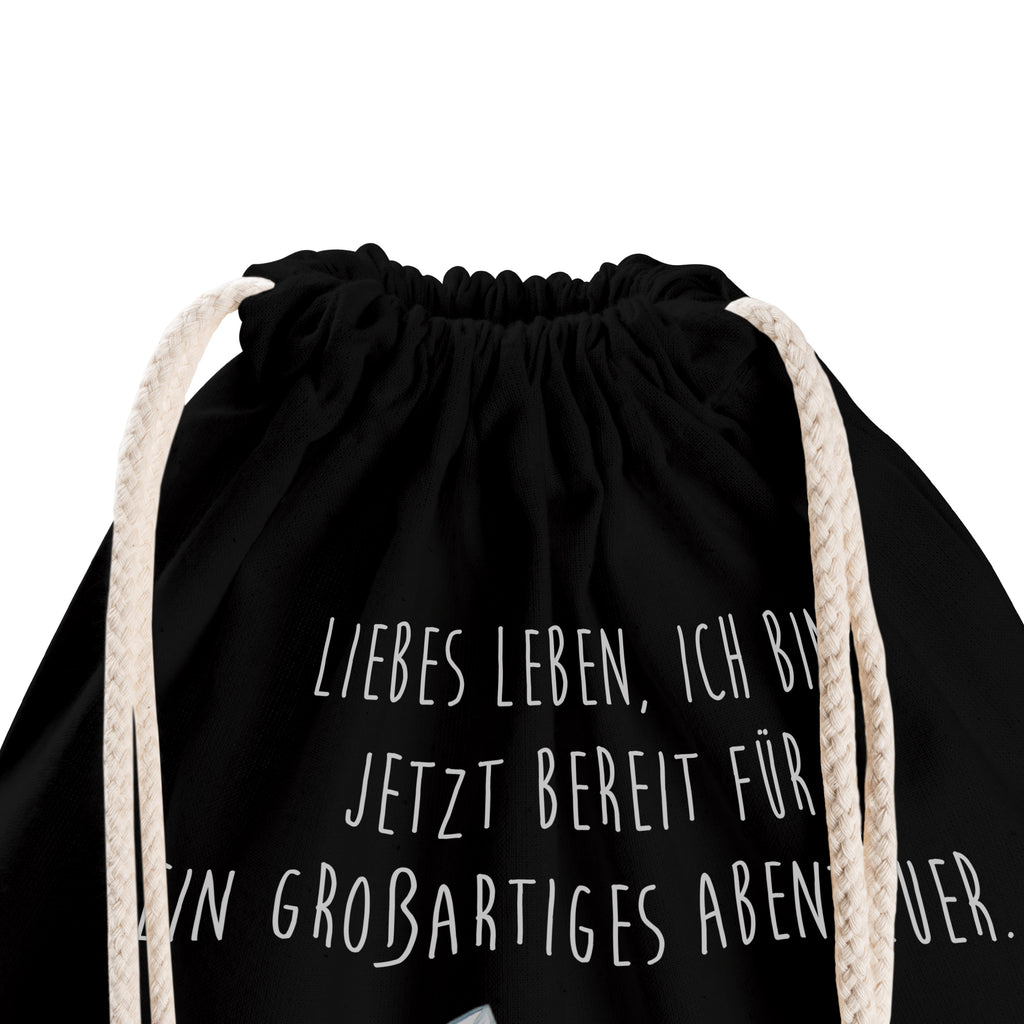 Sportbeutel Pinguin & Maus Wanderer Turnbeutel, Beutel, Sporttasche, Tasche, Stoffbeutel, Pinguin, Pinguine, Abenteurer, Abenteuer, Roadtrip, Ausflug, Wanderlust, wandern