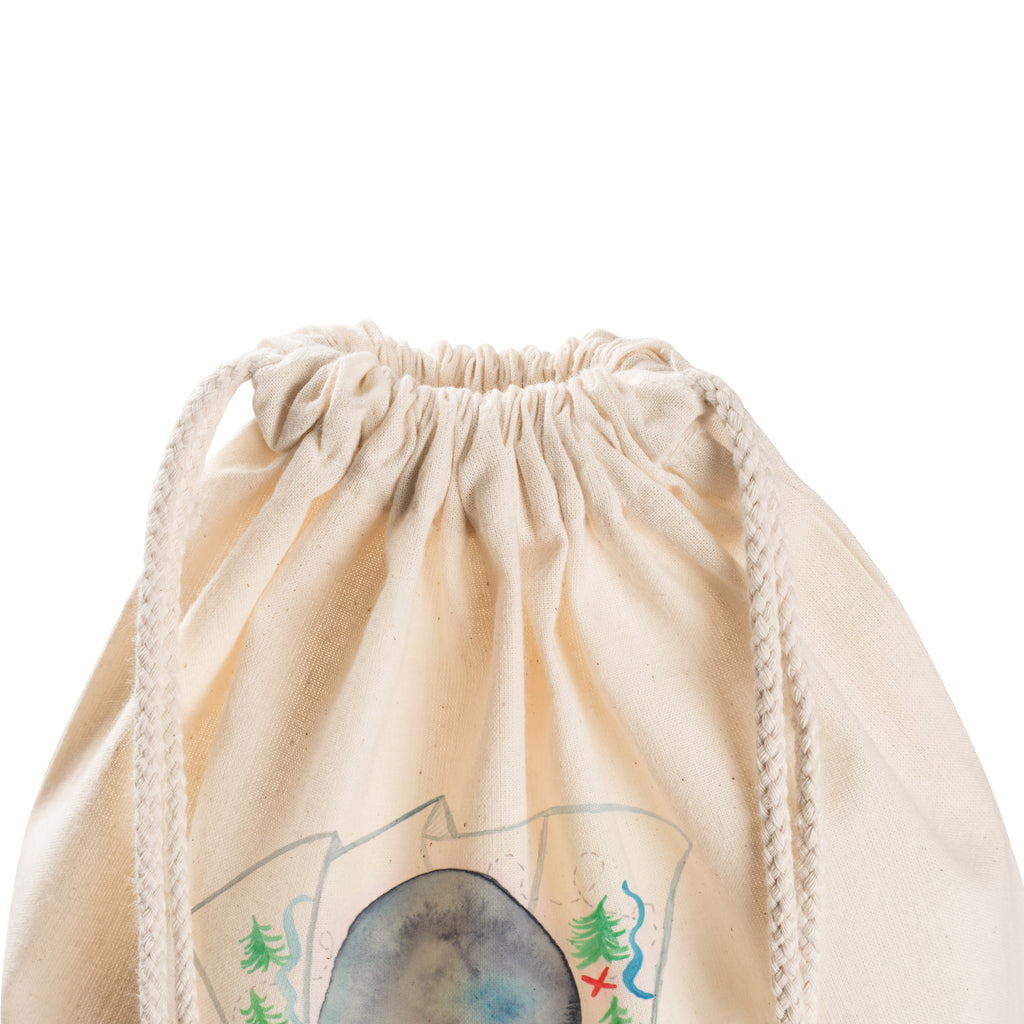 Sportbeutel Pinguin & Maus Wanderer Turnbeutel, Beutel, Sporttasche, Tasche, Stoffbeutel, Pinguin, Pinguine, Abenteurer, Abenteuer, Roadtrip, Ausflug, Wanderlust, wandern