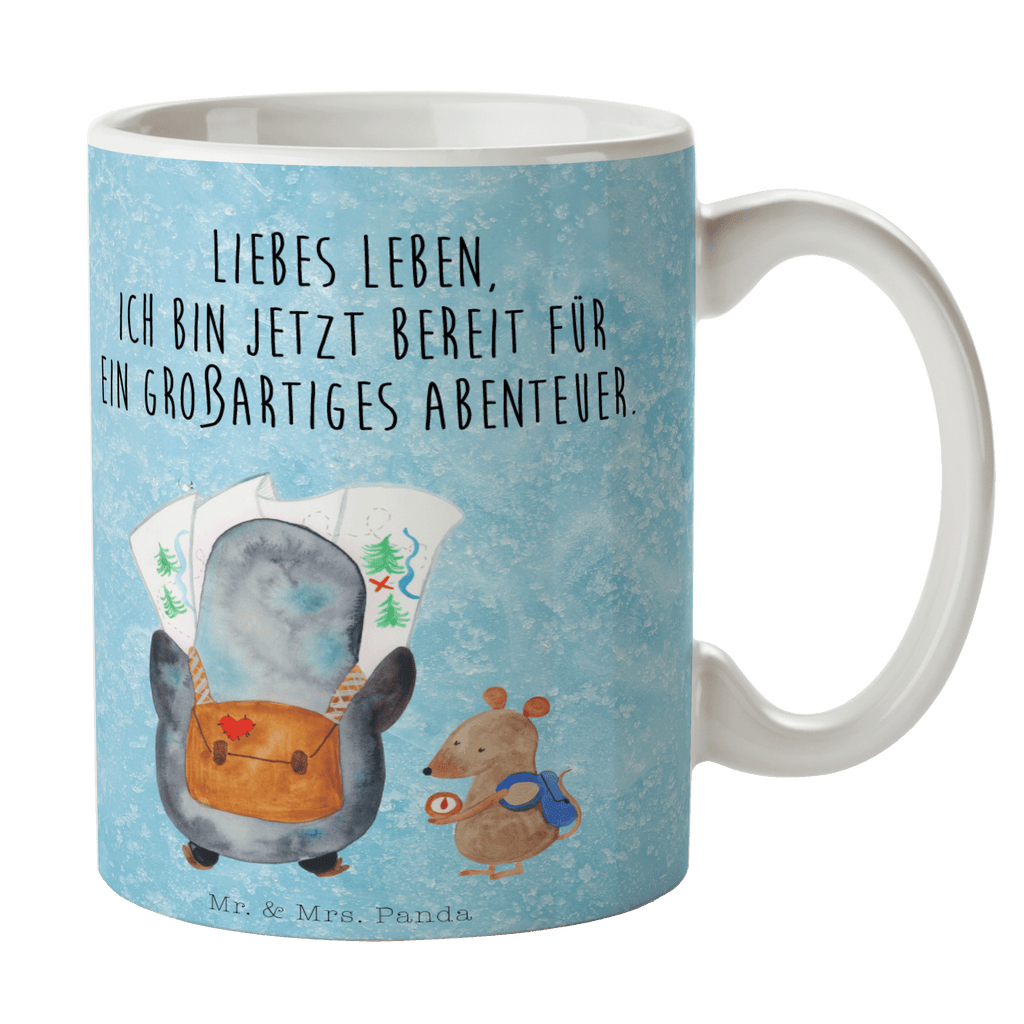 Tasse Pinguin & Maus Wanderer Pinguin, Pinguine, Abenteurer, Abenteuer, Roadtrip, Ausflug, Wanderlust, wandern Becher, Kaffeetasse, Kaffeebecher, Tee, Frühstück, Büro  Pinguin