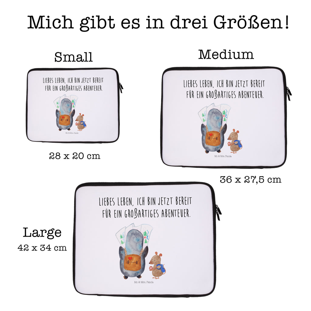 27 x 36 Notebook Tasche  Pinguin & Maus Wanderer Notebook Tasche, Laptop, Computertasche, Tasche, Damen, Schutzhülle, Pinguin, Pinguine, Abenteurer, Abenteuer, Roadtrip, Ausflug, Wanderlust, wandern