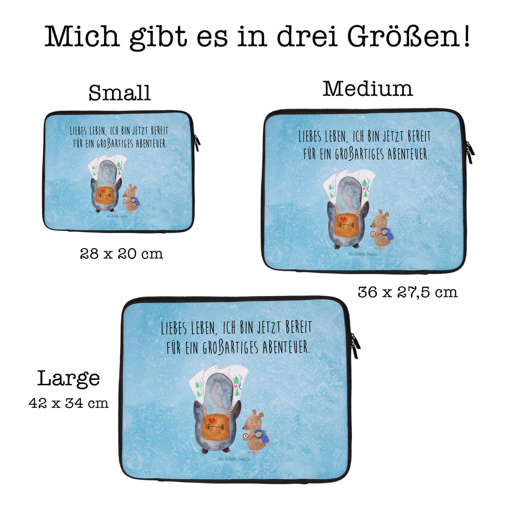 27 x 36 Notebook Tasche  Pinguin & Maus Wanderer Notebook Tasche, Laptop, Computertasche, Tasche, Damen, Schutzhülle, Pinguin, Pinguine, Abenteurer, Abenteuer, Roadtrip, Ausflug, Wanderlust, wandern
