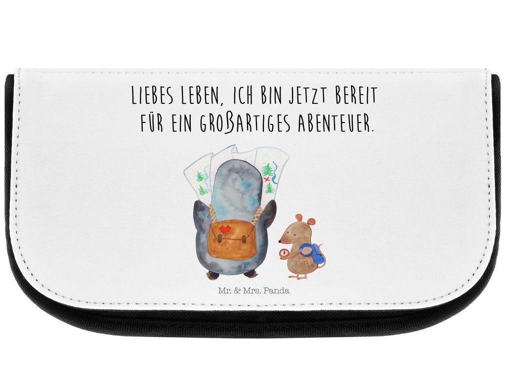 Kosmetiktasche Pinguin & Maus Wanderer Kosmetikbeutel, Kulturtasche, Kulturbeutel, Schminktasche, Make-Up Tasche, Pinguin, Pinguine, Abenteurer, Abenteuer, Roadtrip, Ausflug, Wanderlust, wandern