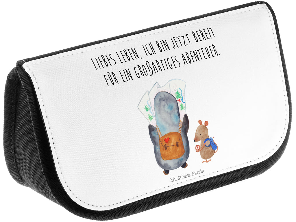 Kosmetiktasche Pinguin & Maus Wanderer Kosmetikbeutel, Kulturtasche, Kulturbeutel, Schminktasche, Make-Up Tasche, Pinguin, Pinguine, Abenteurer, Abenteuer, Roadtrip, Ausflug, Wanderlust, wandern