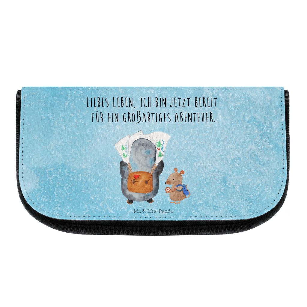 Kosmetiktasche Pinguin & Maus Wanderer Kosmetikbeutel, Kulturtasche, Kulturbeutel, Schminktasche, Make-Up Tasche, Pinguin, Pinguine, Abenteurer, Abenteuer, Roadtrip, Ausflug, Wanderlust, wandern