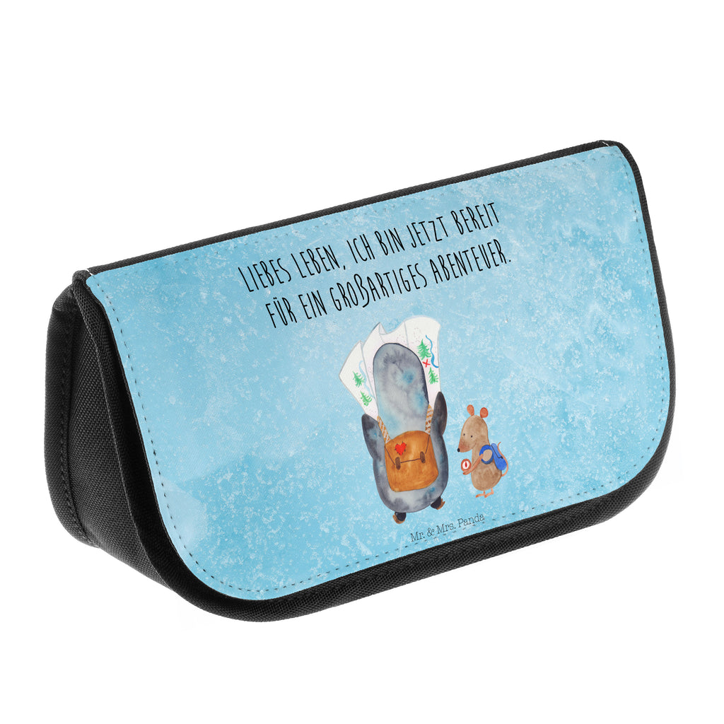 Kosmetiktasche Pinguin & Maus Wanderer Kosmetikbeutel, Kulturtasche, Kulturbeutel, Schminktasche, Make-Up Tasche, Pinguin, Pinguine, Abenteurer, Abenteuer, Roadtrip, Ausflug, Wanderlust, wandern