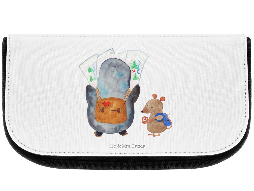 Kosmetiktasche Pinguin & Maus Wanderer Kosmetikbeutel, Kulturtasche, Kulturbeutel, Schminktasche, Make-Up Tasche, Pinguin, Pinguine, Abenteurer, Abenteuer, Roadtrip, Ausflug, Wanderlust, wandern