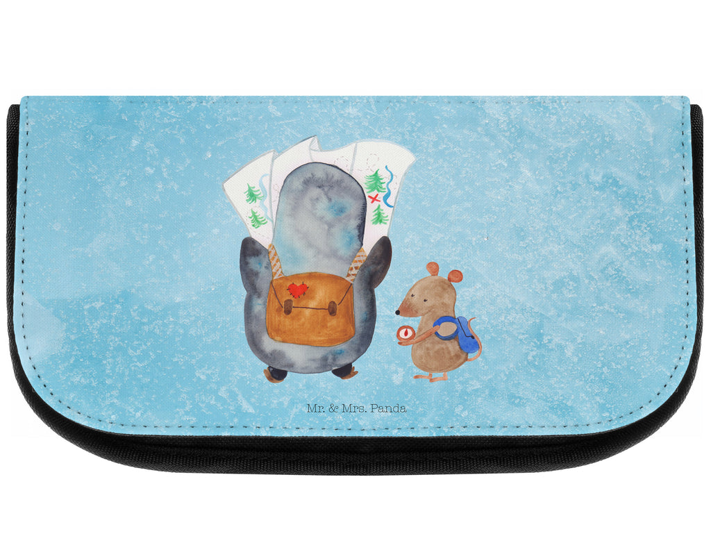 Kosmetiktasche Pinguin & Maus Wanderer Kosmetikbeutel, Kulturtasche, Kulturbeutel, Schminktasche, Make-Up Tasche, Pinguin, Pinguine, Abenteurer, Abenteuer, Roadtrip, Ausflug, Wanderlust, wandern