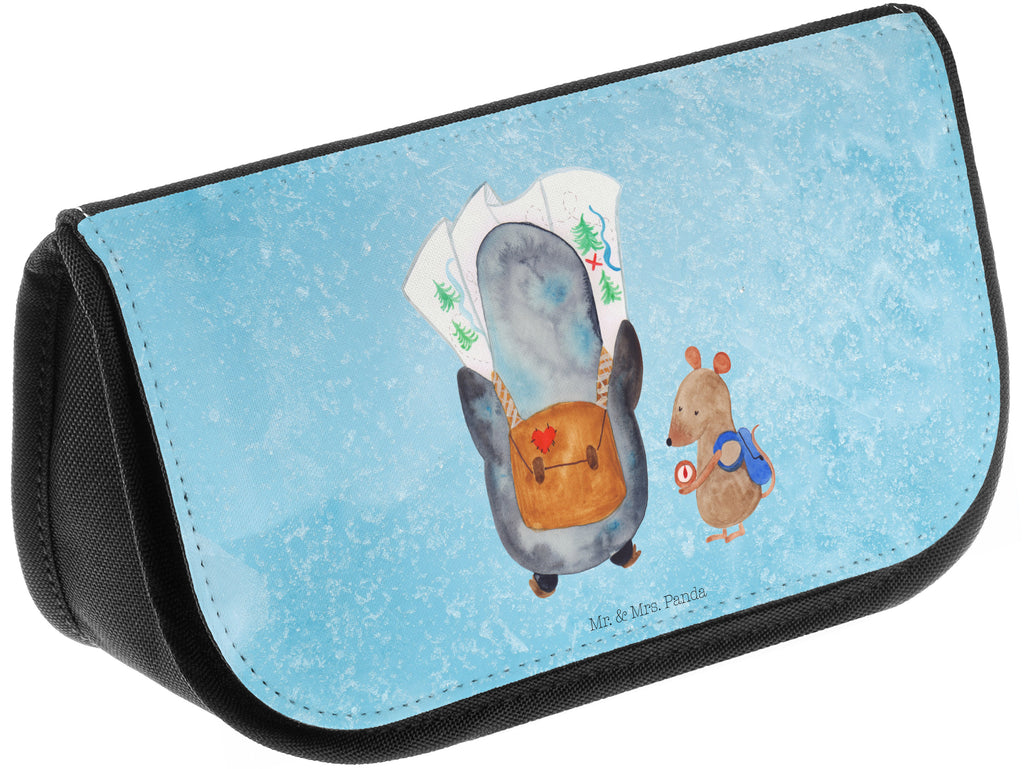 Kosmetiktasche Pinguin & Maus Wanderer Kosmetikbeutel, Kulturtasche, Kulturbeutel, Schminktasche, Make-Up Tasche, Pinguin, Pinguine, Abenteurer, Abenteuer, Roadtrip, Ausflug, Wanderlust, wandern