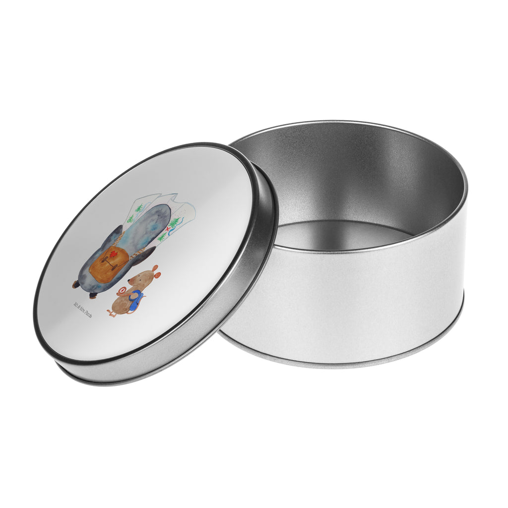 Blechdose rund Pinguin & Maus Wanderer Metalldose, Keksdose, Dose, Vorratsdose, Geschenkbox, Pinguin, Pinguine, Abenteurer, Abenteuer, Roadtrip, Ausflug, Wanderlust, wandern