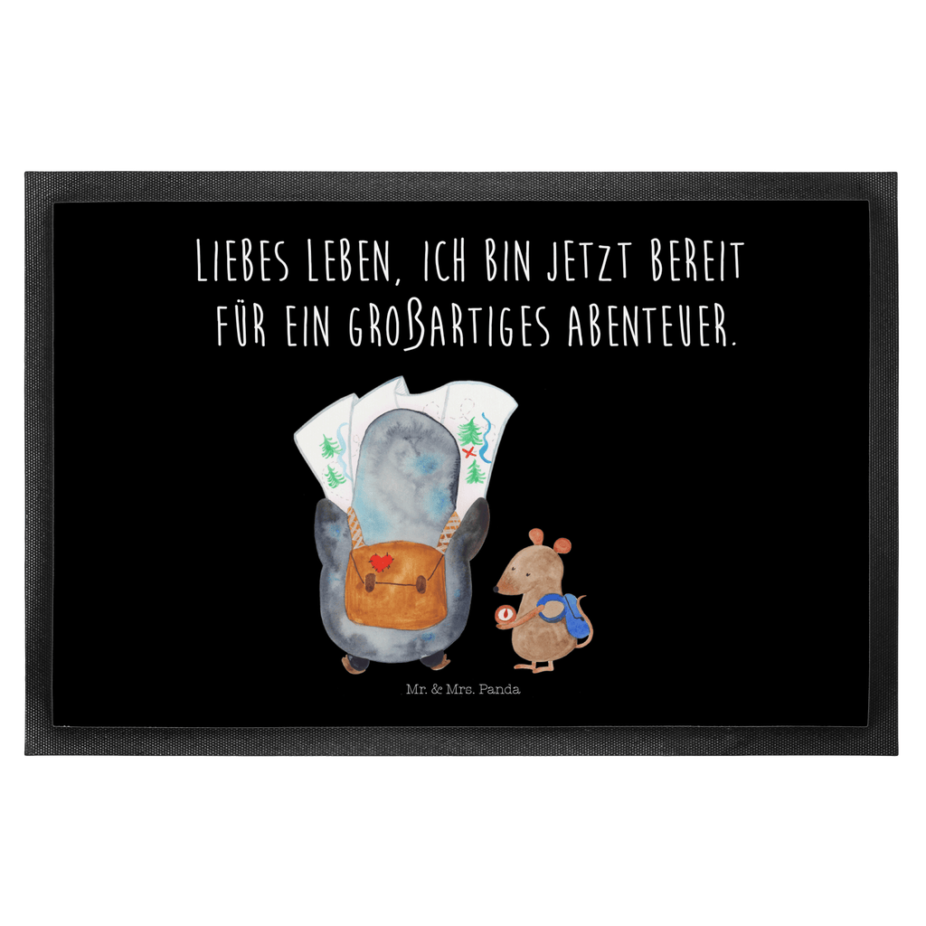 Fußmatte Pinguin & Maus Wanderer Türvorleger, Schmutzmatte, Fußabtreter, Matte, Schmutzfänger, Fußabstreifer, Schmutzfangmatte, Türmatte, Motivfußmatte, Haustürmatte, Vorleger, Pinguin, Pinguine, Abenteurer, Abenteuer, Roadtrip, Ausflug, Wanderlust, wandern