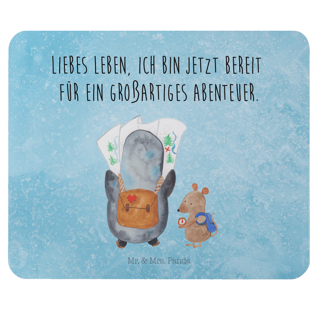 Mauspad Pinguin & Maus Wanderer Mousepad, Computer zubehör, Büroausstattung, PC Zubehör, Arbeitszimmer, Mauspad, Einzigartiges Mauspad, Designer Mauspad, Pinguin, Pinguine, Abenteurer, Abenteuer, Roadtrip, Ausflug, Wanderlust, wandern