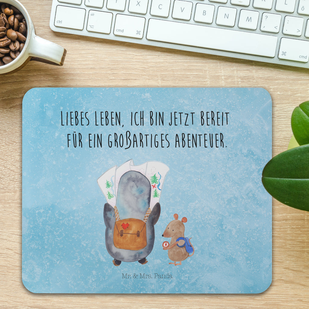 Mauspad Pinguin & Maus Wanderer Mousepad, Computer zubehör, Büroausstattung, PC Zubehör, Arbeitszimmer, Mauspad, Einzigartiges Mauspad, Designer Mauspad, Pinguin, Pinguine, Abenteurer, Abenteuer, Roadtrip, Ausflug, Wanderlust, wandern