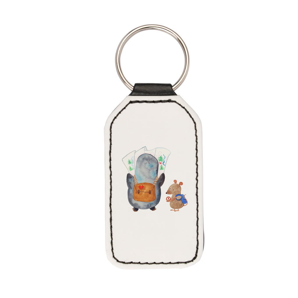 Rechteckig Schlüsselanhänger Pinguin & Maus Wanderer Schlüsselanhänger, Anhänger, Taschenanhänger, Glücksbringer, Schutzengel, Pinguin, Pinguine, Abenteurer, Abenteuer, Roadtrip, Ausflug, Wanderlust, wandern