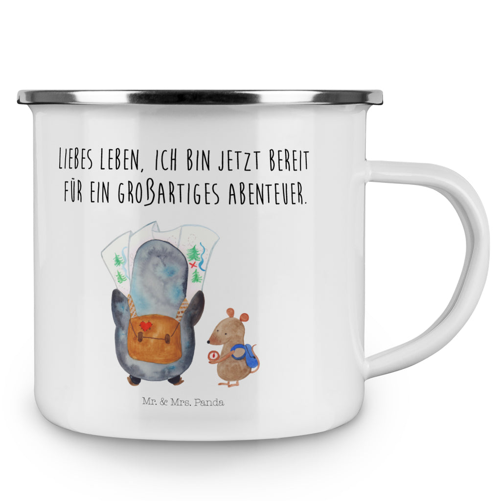 Camping Emaille Tasse Pinguin & Maus Wanderer Campingtasse, Trinkbecher, Metalltasse, Outdoor Tasse, Emaille Trinkbecher, Blechtasse Outdoor, Emaille Campingbecher, Edelstahl Trinkbecher, Metalltasse für Camping, Kaffee Blechtasse, Camping Tasse Metall, Pinguin, Pinguine, Abenteurer, Abenteuer, Roadtrip, Ausflug, Wanderlust, wandern