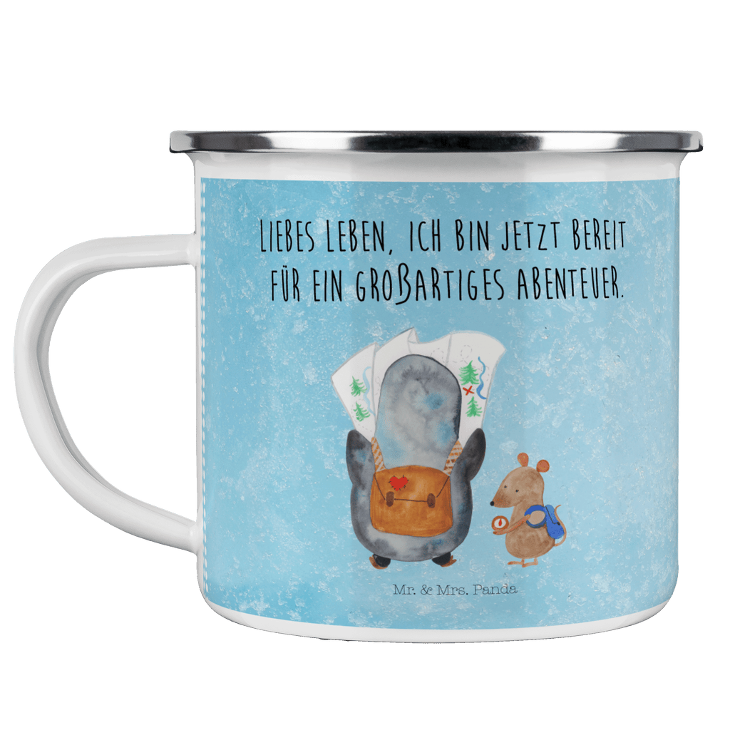 Camping Emaille Tasse Pinguin & Maus Wanderer Campingtasse, Trinkbecher, Metalltasse, Outdoor Tasse, Emaille Trinkbecher, Blechtasse Outdoor, Emaille Campingbecher, Edelstahl Trinkbecher, Metalltasse für Camping, Kaffee Blechtasse, Camping Tasse Metall, Pinguin, Pinguine, Abenteurer, Abenteuer, Roadtrip, Ausflug, Wanderlust, wandern