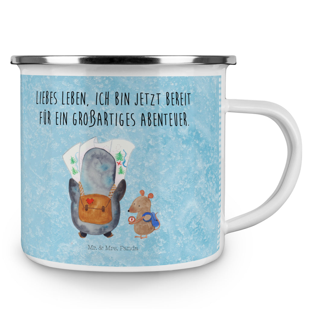 Camping Emaille Tasse Pinguin & Maus Wanderer Campingtasse, Trinkbecher, Metalltasse, Outdoor Tasse, Emaille Trinkbecher, Blechtasse Outdoor, Emaille Campingbecher, Edelstahl Trinkbecher, Metalltasse für Camping, Kaffee Blechtasse, Camping Tasse Metall, Pinguin, Pinguine, Abenteurer, Abenteuer, Roadtrip, Ausflug, Wanderlust, wandern