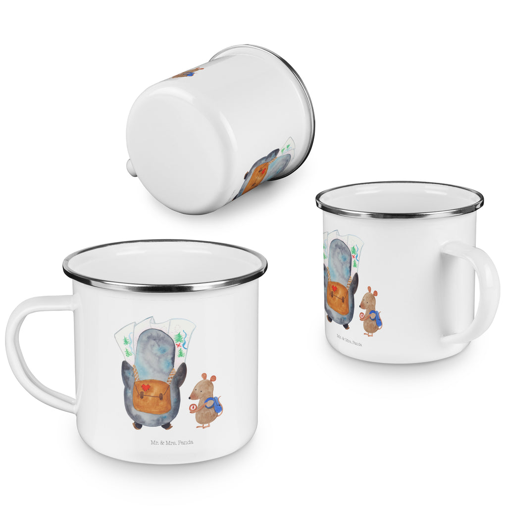 Camping Emaille Tasse Pinguin & Maus Wanderer Campingtasse, Trinkbecher, Metalltasse, Outdoor Tasse, Emaille Trinkbecher, Blechtasse Outdoor, Emaille Campingbecher, Edelstahl Trinkbecher, Metalltasse für Camping, Kaffee Blechtasse, Camping Tasse Metall, Pinguin, Pinguine, Abenteurer, Abenteuer, Roadtrip, Ausflug, Wanderlust, wandern
