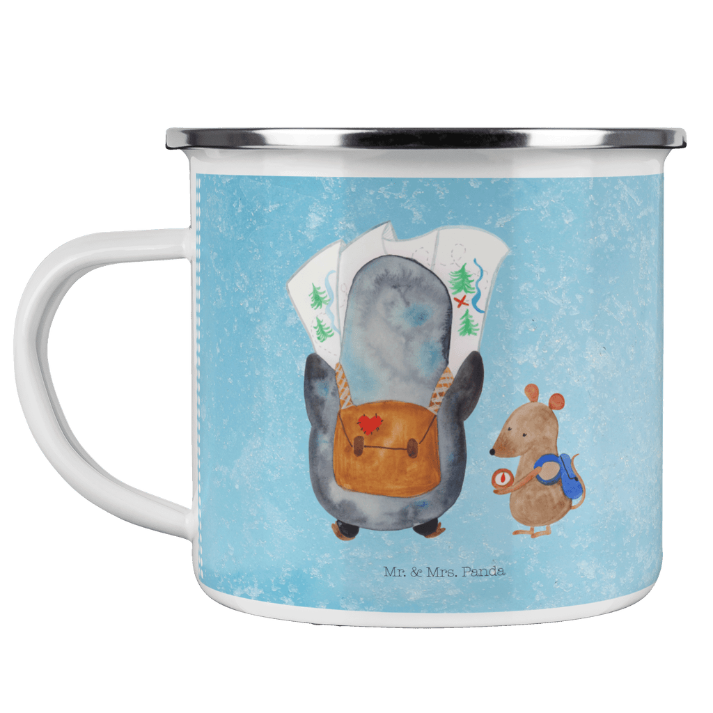 Camping Emaille Tasse Pinguin & Maus Wanderer Campingtasse, Trinkbecher, Metalltasse, Outdoor Tasse, Emaille Trinkbecher, Blechtasse Outdoor, Emaille Campingbecher, Edelstahl Trinkbecher, Metalltasse für Camping, Kaffee Blechtasse, Camping Tasse Metall, Pinguin, Pinguine, Abenteurer, Abenteuer, Roadtrip, Ausflug, Wanderlust, wandern