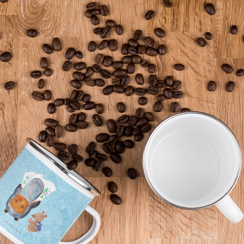 Camping Emaille Tasse Pinguin & Maus Wanderer Campingtasse, Trinkbecher, Metalltasse, Outdoor Tasse, Emaille Trinkbecher, Blechtasse Outdoor, Emaille Campingbecher, Edelstahl Trinkbecher, Metalltasse für Camping, Kaffee Blechtasse, Camping Tasse Metall, Pinguin, Pinguine, Abenteurer, Abenteuer, Roadtrip, Ausflug, Wanderlust, wandern