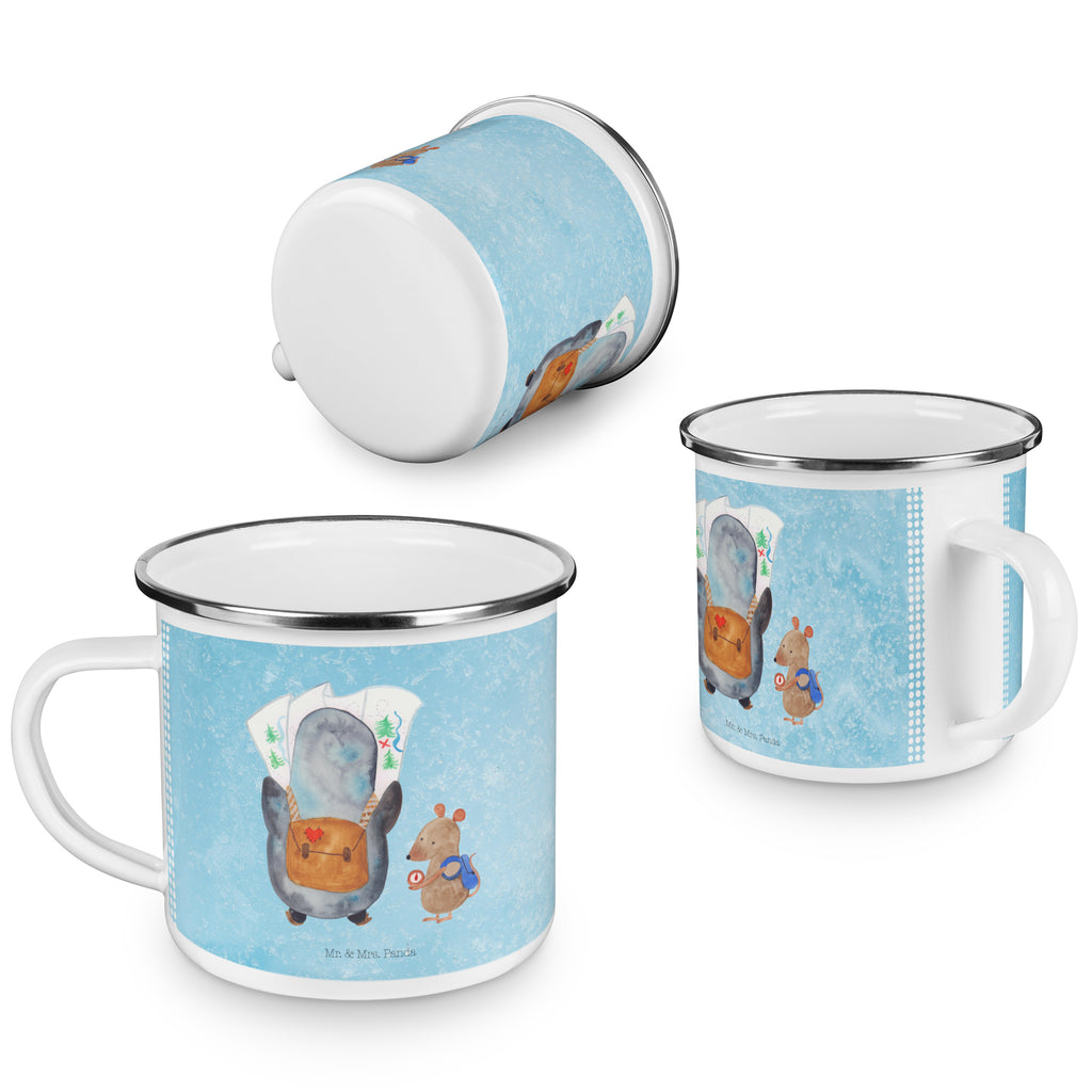 Camping Emaille Tasse Pinguin & Maus Wanderer Campingtasse, Trinkbecher, Metalltasse, Outdoor Tasse, Emaille Trinkbecher, Blechtasse Outdoor, Emaille Campingbecher, Edelstahl Trinkbecher, Metalltasse für Camping, Kaffee Blechtasse, Camping Tasse Metall, Pinguin, Pinguine, Abenteurer, Abenteuer, Roadtrip, Ausflug, Wanderlust, wandern