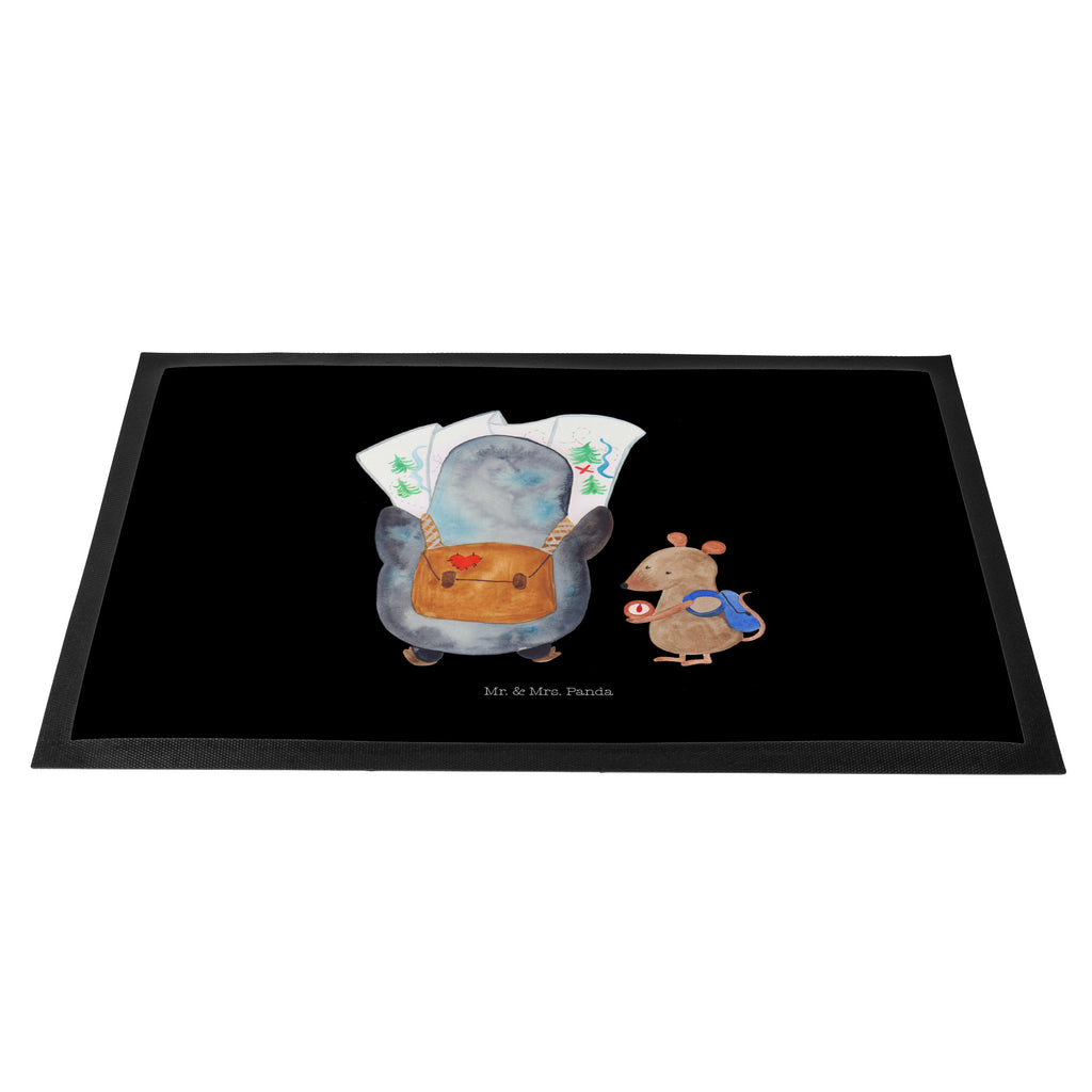 Fußmatte Pinguin & Maus Wanderer Türvorleger, Schmutzmatte, Fußabtreter, Matte, Schmutzfänger, Fußabstreifer, Schmutzfangmatte, Türmatte, Motivfußmatte, Haustürmatte, Vorleger, Pinguin, Pinguine, Abenteurer, Abenteuer, Roadtrip, Ausflug, Wanderlust, wandern