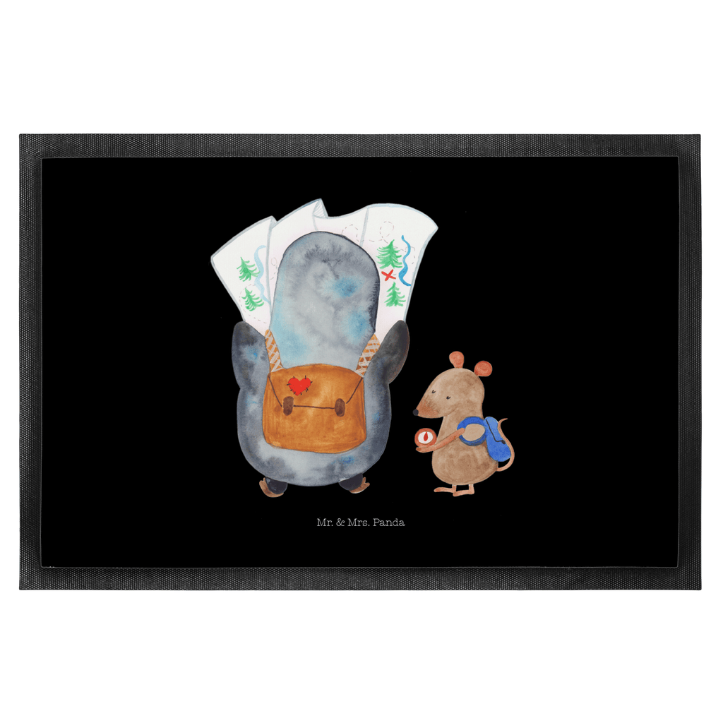 Fußmatte Pinguin & Maus Wanderer Türvorleger, Schmutzmatte, Fußabtreter, Matte, Schmutzfänger, Fußabstreifer, Schmutzfangmatte, Türmatte, Motivfußmatte, Haustürmatte, Vorleger, Pinguin, Pinguine, Abenteurer, Abenteuer, Roadtrip, Ausflug, Wanderlust, wandern